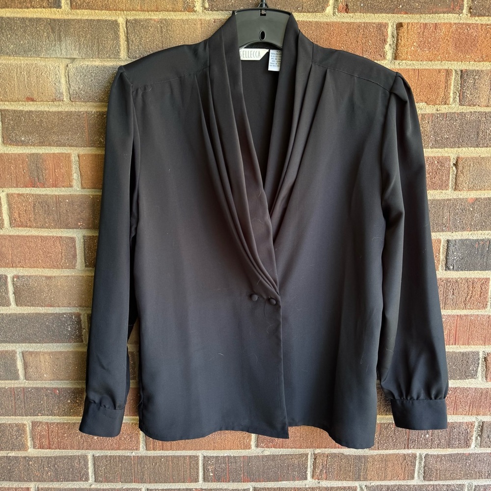 Vintage Elegant Black Blouse